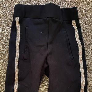Zara Kids Girls size 7 black pants with bling stripe trouser